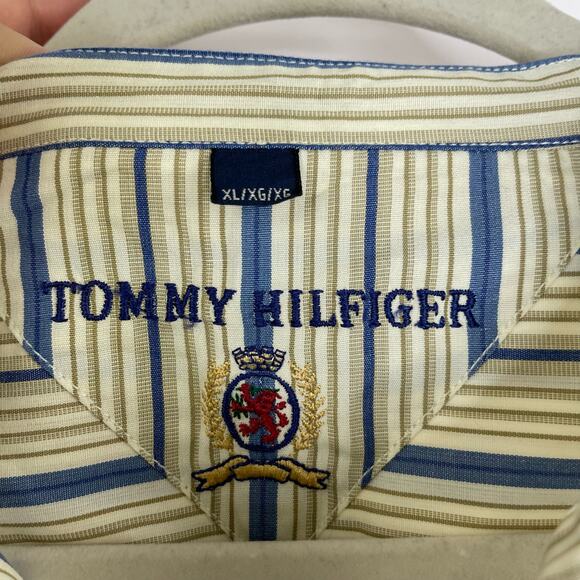 Tommy Hilfiger stripped collarless button up Long Sleeve men's shirt size XL - Picture 7 of 12